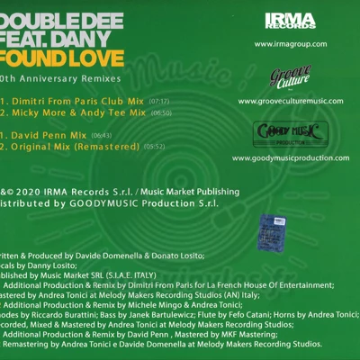 Double Dee Feat. Dany - Found Love (30th Anniversary Remixes)