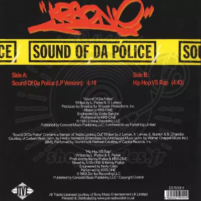 KRS One - Sound Of Da Police b/w Hip Hop Vs Rap